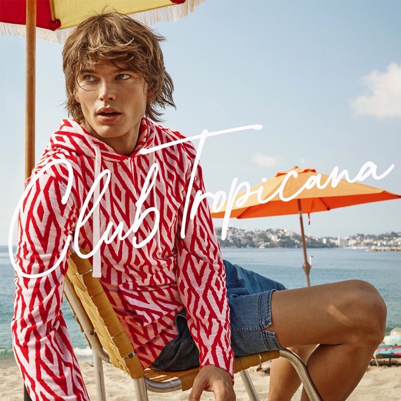 Jordan Barrett Model Orlebar Brown x Wham! Campaign 2022