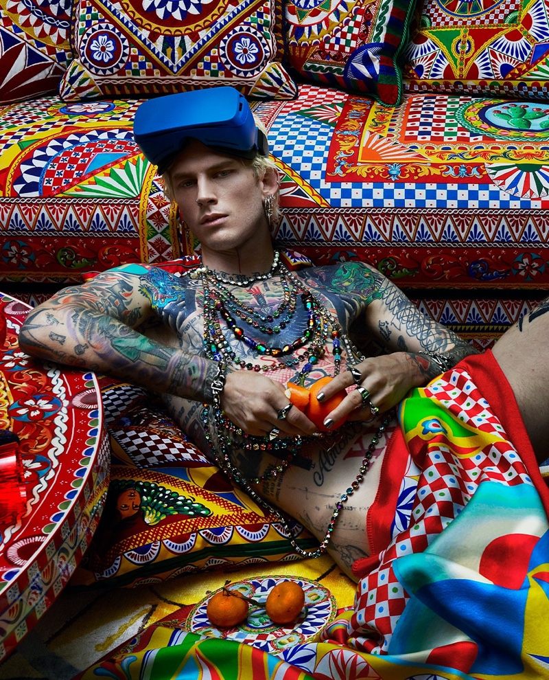 Machine Gun Kelly Shirtless Tattoos Nude Dolce & Gabbana Casa Campaign 2022