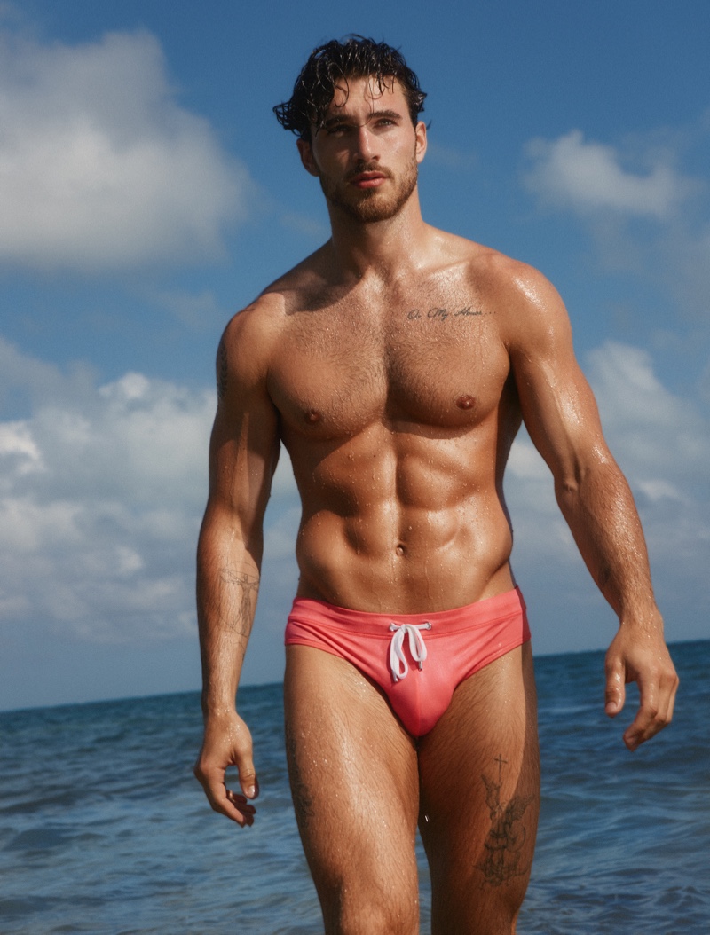 Michael Yerger Model Shirtless Beach Swimsuit 2(X)IST Campaign 2022