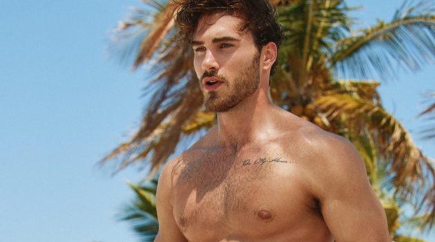 Michael Yerger Hits the Beach in 2(X)IST Lightning Underwear Collection Michael Yerger Shirtless Underwear Blue 2(X)IST Campaign 2022