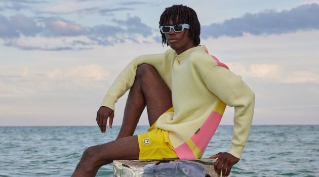 Palm Angels Returns for New Vilebrequin Beach Collection Make a splash in yellow with these Palm Angels x Vilebrequin swim trunks.