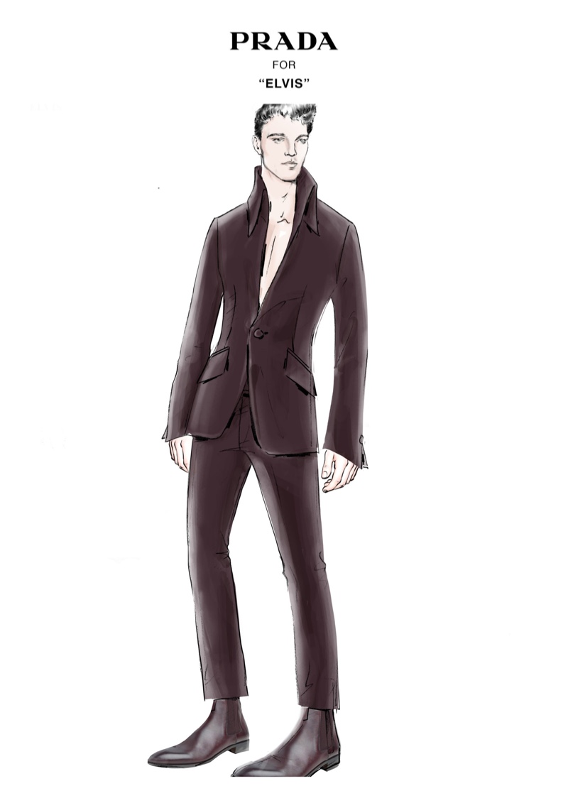 Prada Elvis Sketch Illustration Suit Design