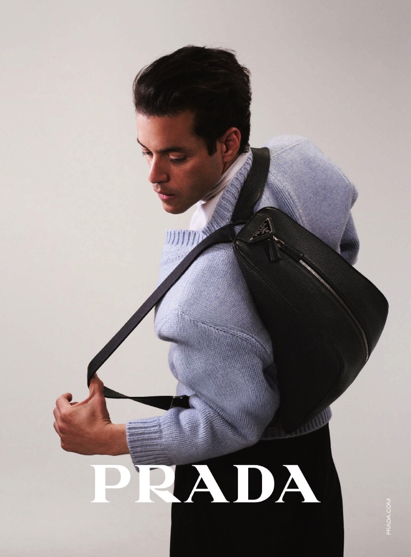 Prada enlists Rami Malek as the star of its fall-winter 2022 men's campaign. 