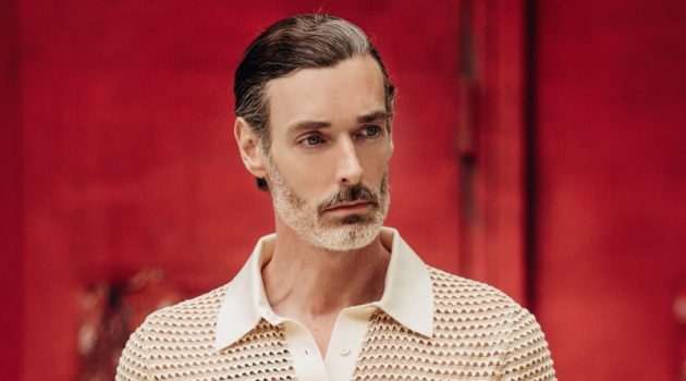Richard Biedul Dons Summer Tailoring from COS Richard Biedul Model Polo Pleated Trousers COS Summer 2022 Men