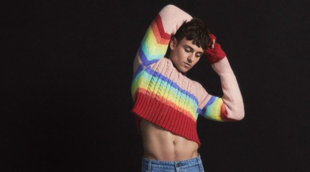 Tom Daley Brings a Touch of Pride to AMI Tom Daley AMI Cropped Rainbow Sweater