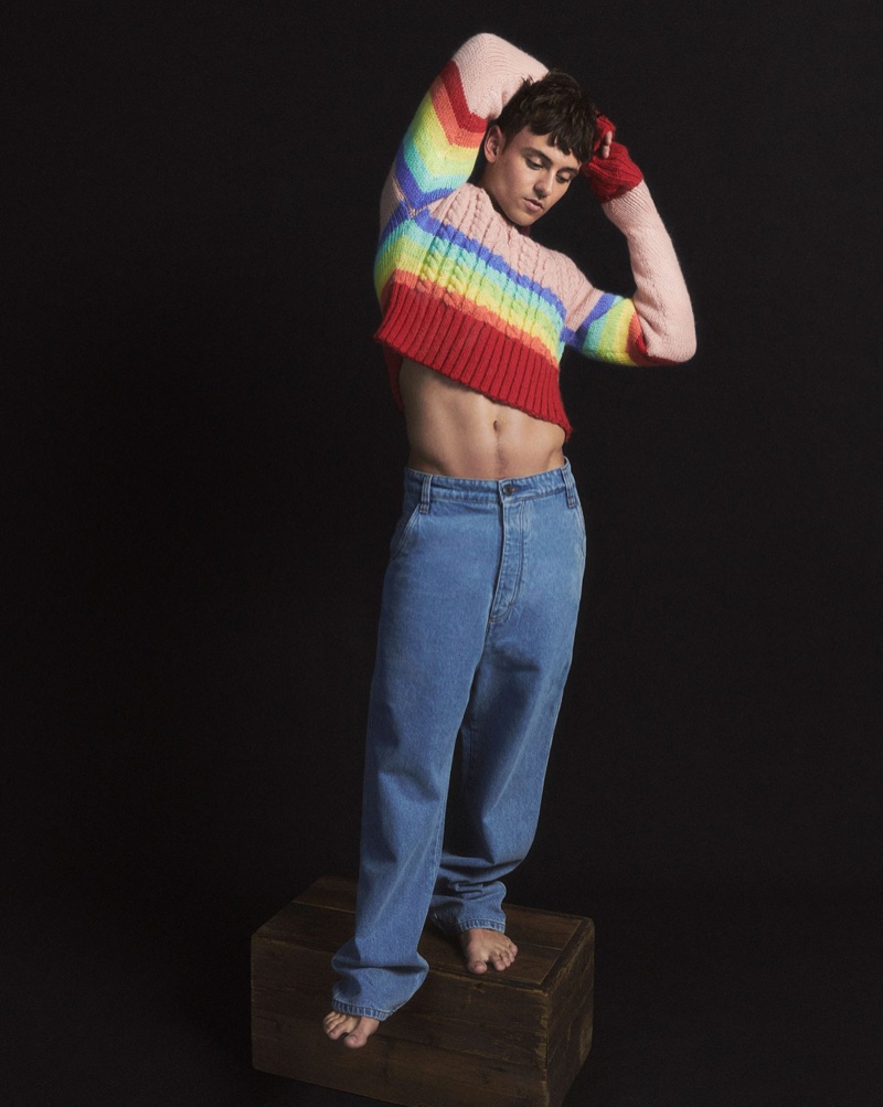 Tom Daley AMI Cropped Rainbow Sweater