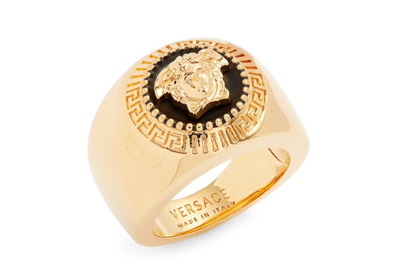 Versace Mens Enamel Medusa Ring