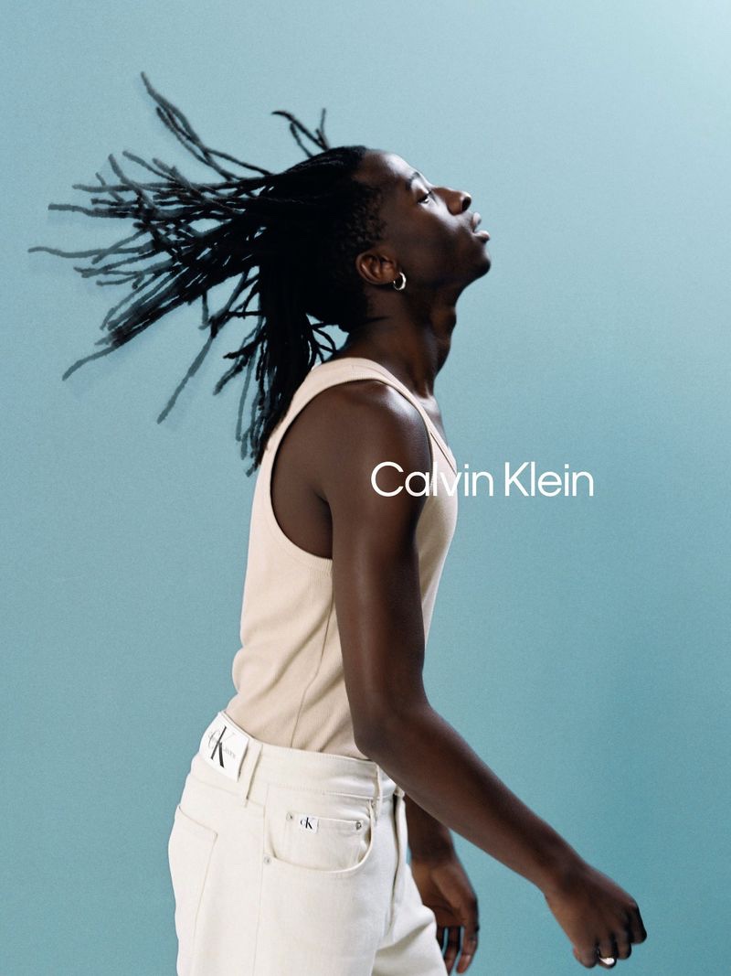 Soribah Ceesay Model Calvin Klein Campaign 2022 Tank White Jeans