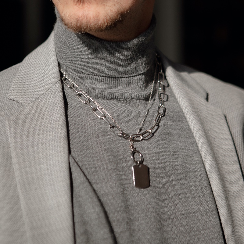 Closeup Man Chain Necklace Pendant