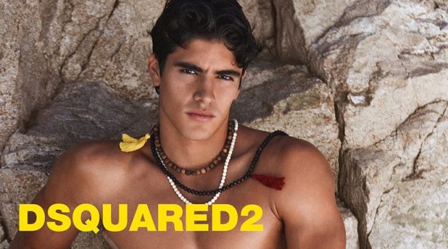 Sergio Perdomo Model Shirtless Dsquared2 Beachwear Campaign Summer 2022