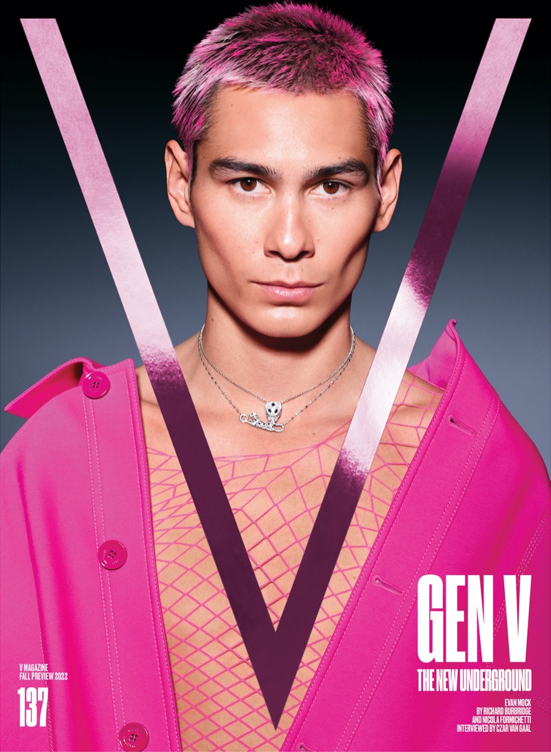 Evan Mock 2022 V Magazine Cover Pink Coat