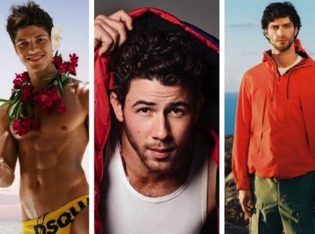 Nacho Penín for Dsquared2 beachwear campaign, Nick Jonas for Perfect Moment, Matthew Bell for Mango Man.