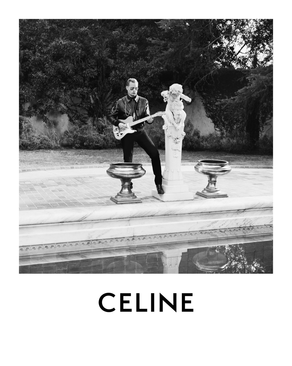 Jack White Guitar Black Leather Jacket Celine Campaign 2022