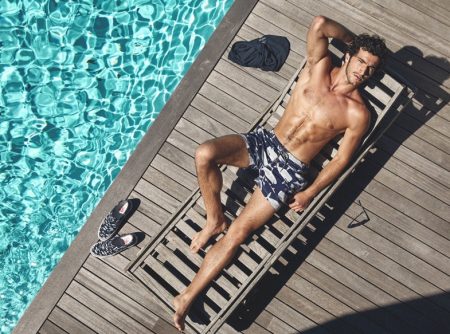 Raphael Diogo Model Shirtless Swim Shorts Todd Snyder x John Derian 2022