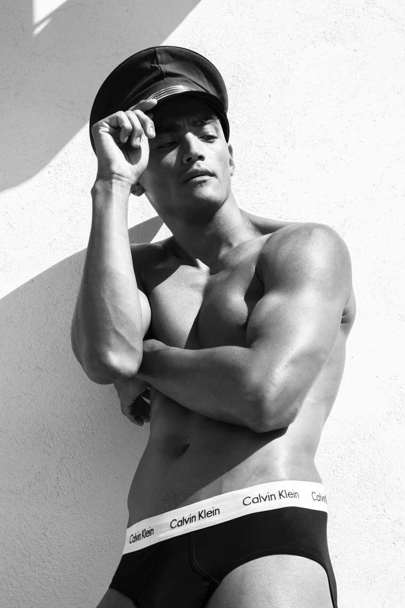 Luiz wears cap stylist's own and underwear Calvin Klein.