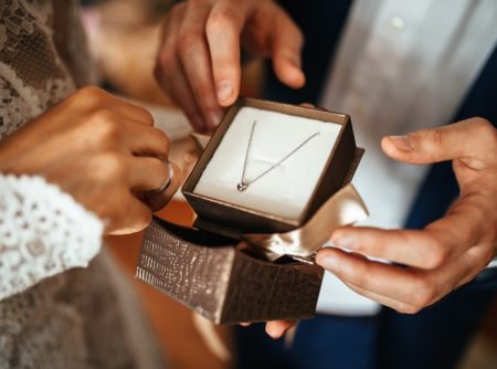 Man Gifting Jewelry Woman
