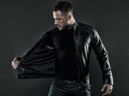 Man Open Leather Jacket