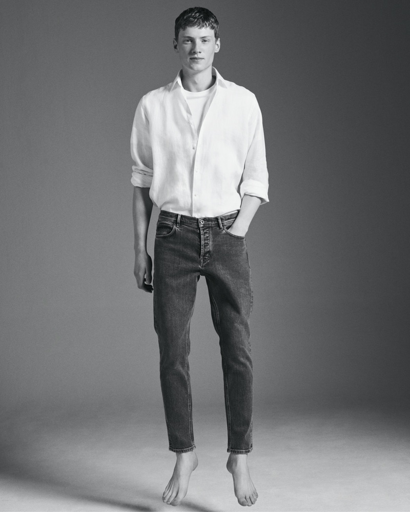 Braien Vaiksaar Model Massimo Dutti Men 2022 Tapered Jeans Medium Stone Wash