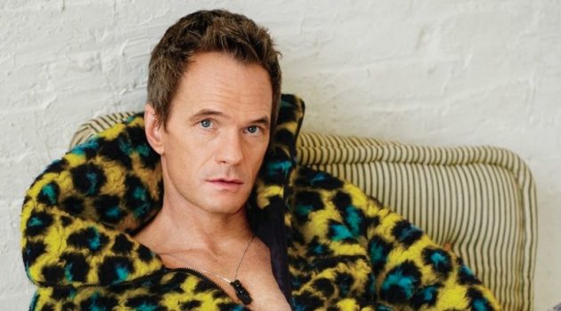 Neil Patrick Harris 2022 Out Magazine Photoshoot Cheetah Print Versace Jacket Diesel Rhinestone Denim Jeans