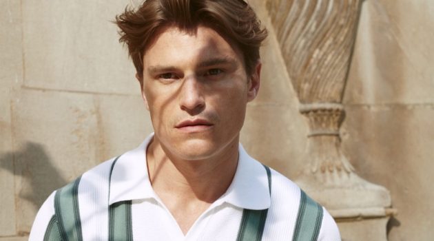 Oliver Cheshire Model Striped Polo T-shirt REISS x CHÉ 2022 Collection