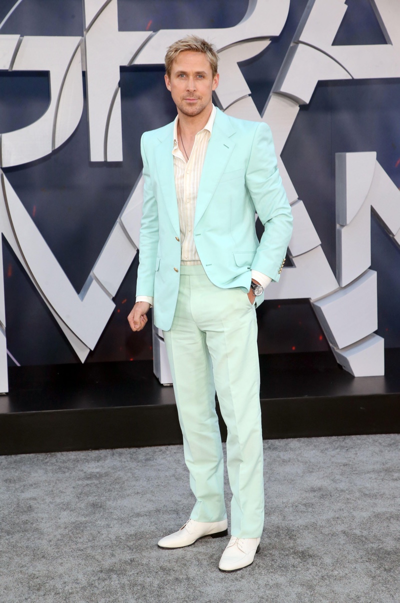 Ryan Gosling Gucci Pale Green Suit The Gray Man Premiere 2022