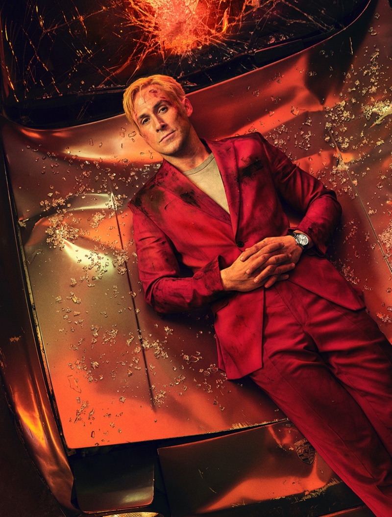 Ryan Gosling Red Suit TAG Heuer Campaign 2022 The Gray Man