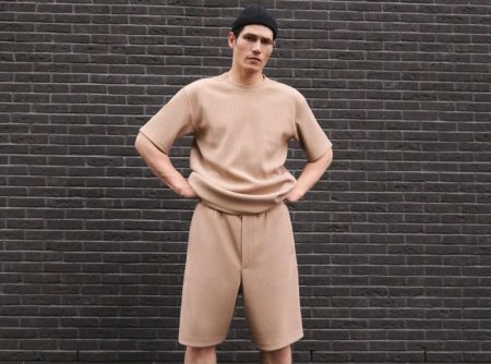 Sam Way Model Reserved Men CO-ORD Ribbed T-shirt Shorts Set