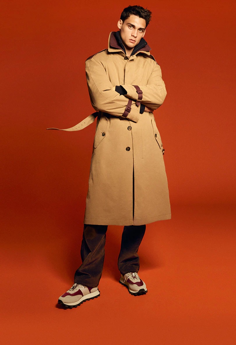 Ludwig Wilsdorff Model Tod's Campaign Pre-fall 2022 Men Trench Coat Sneakers » The Great Escape: Ludwig & Takfarines Front Tod's Pre-fall '22 Campaign Ludwig Wilsdorff Model Tod's Campaign Pre-fall 2022 Men Trench Coat Sneakers