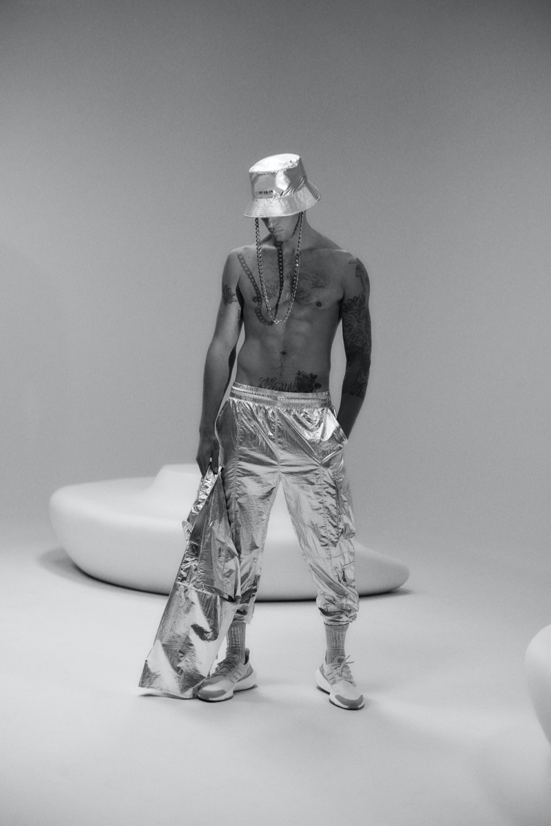 Harvey Newton-Hayden Model Shirtless adidas x Ivy Park Ivytopia Collection Campaign Silver