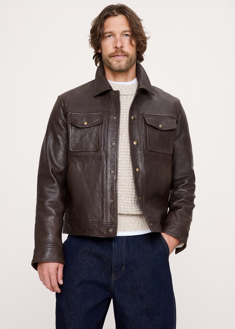 Leather trucker jacket banana republic