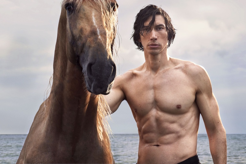 Adam Driver Shirtless Horse Burberry Campaign Hero Eau de Parfum Campaign 2022