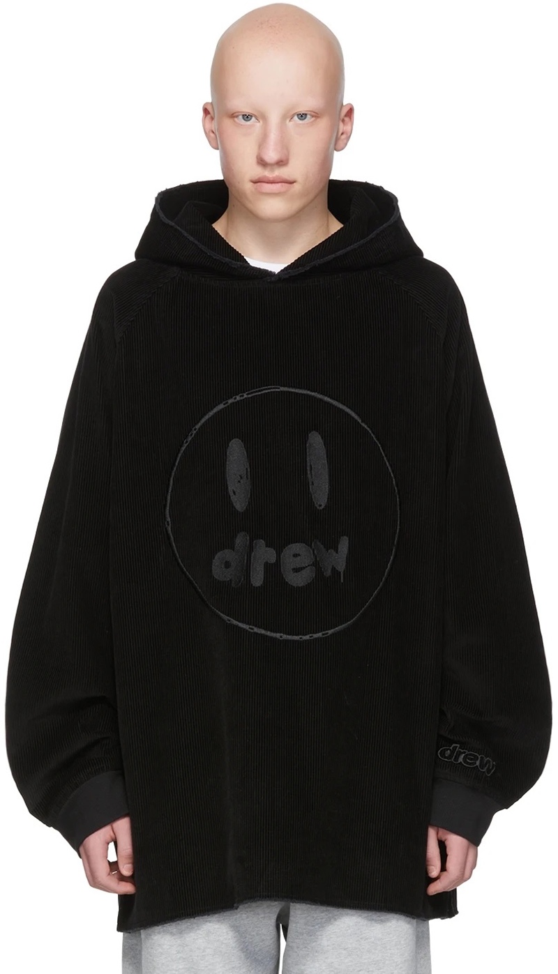 Drew House Black Cotton Hoodie » Get Happy with Justin Bieber's Drew House Drew House Black Cotton Hoodie