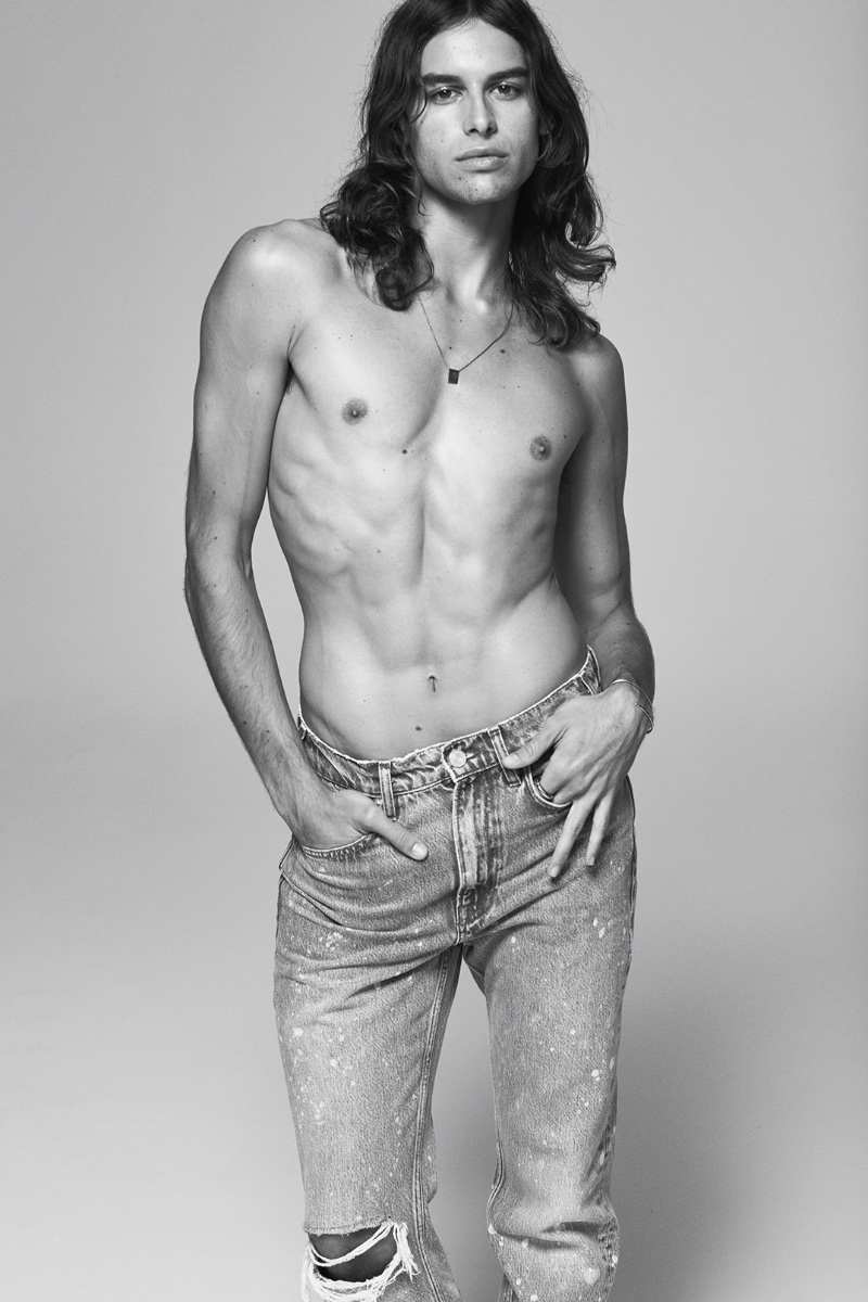 Fernando Casablancas Shirtless Model Jeans FRAME Campaign Fall 2022 Men