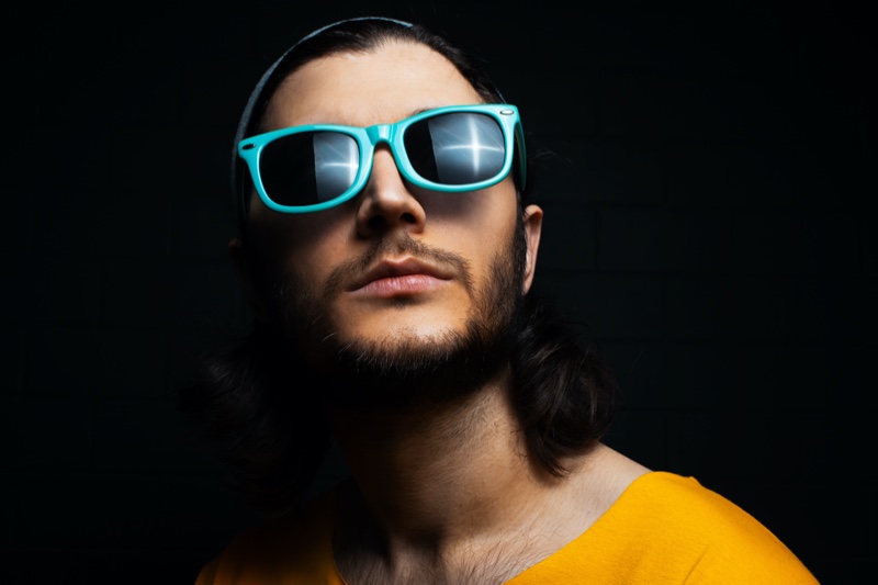 Guy Blue Framed Sunglasses Beard