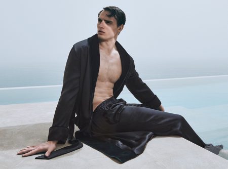 Giorgio Armani Campaign Fall 2022 Men Julian Schneyder Model Silk Pajamas Robe