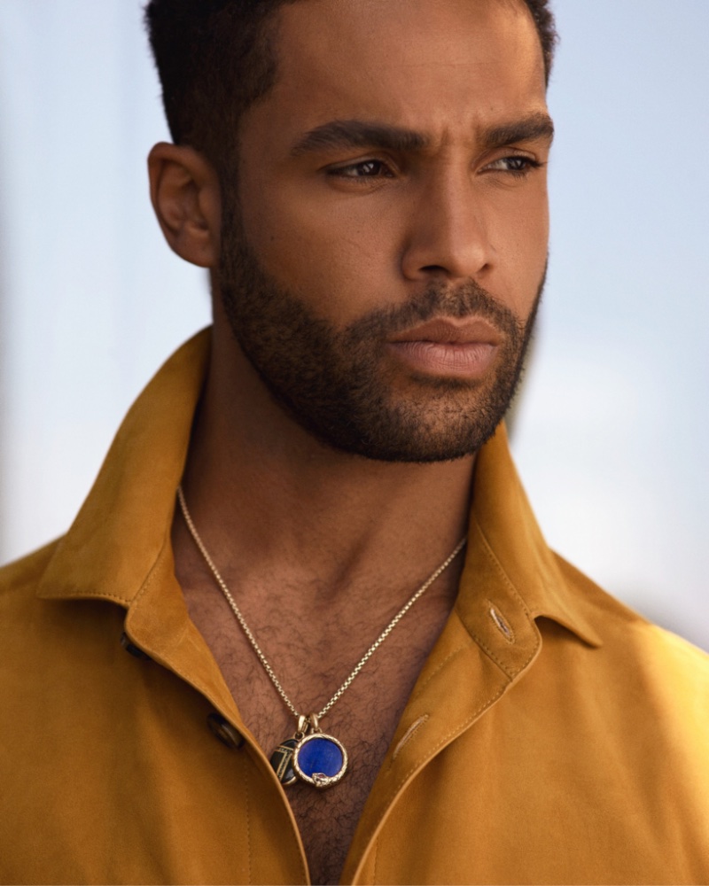 Lucien Laviscount David Yurman Amulet Necklace 2022 Campaign