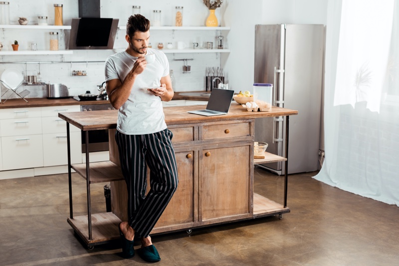 Man Kitchen Striped Pajama Bottoms