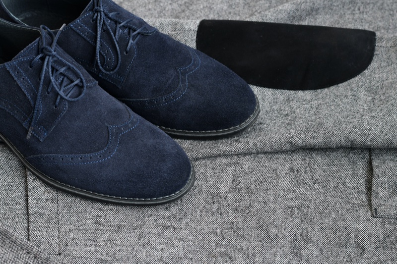 Mens Derby Dark Blue Suede Shoes