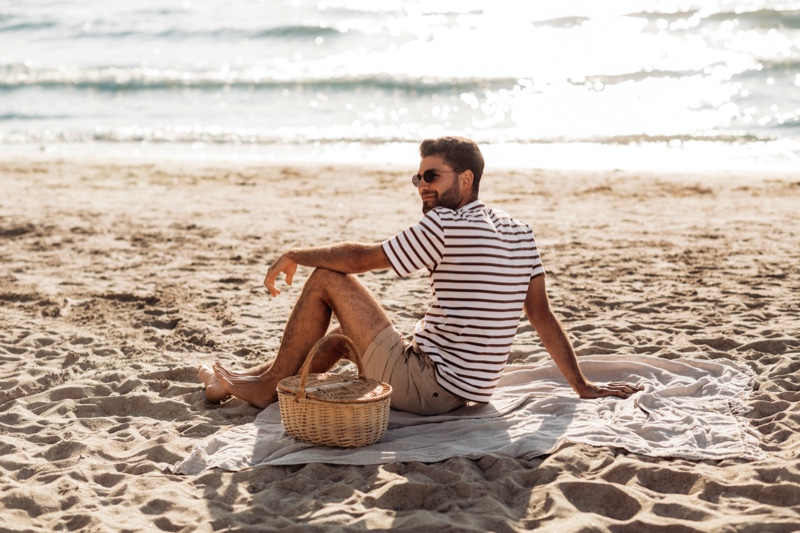 Men's Summer Fashion Striped T-shirt Chino Shorts