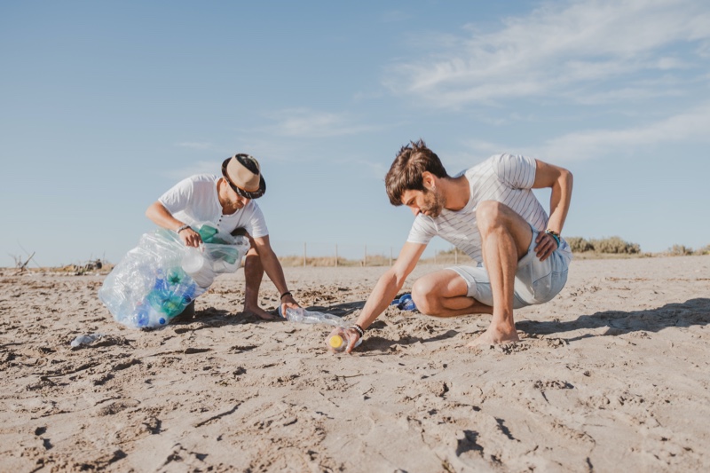 Two Men Cleaning Plastic Beach