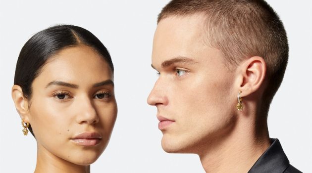 Versace La Medusa Crystal Drop Earrings