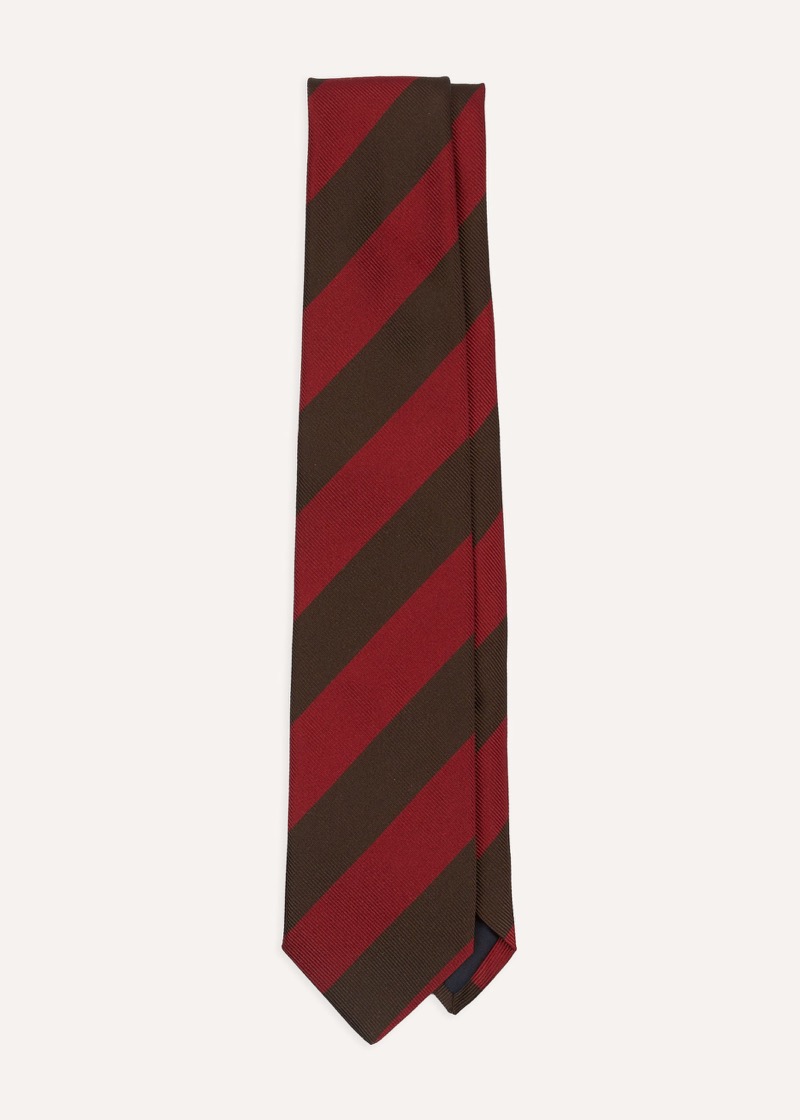 A red and brown striped Repp tie from Drake's