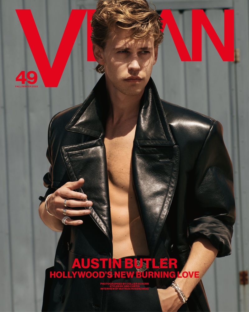 Austin Butler Cover 2022 VMAN Prada Leather Trench Coat » Austin Butler Sports Bold Style for VMAN, Talks 'Elvis' Austin Butler Cover 2022 VMAN Prada Leather Trench Coat
