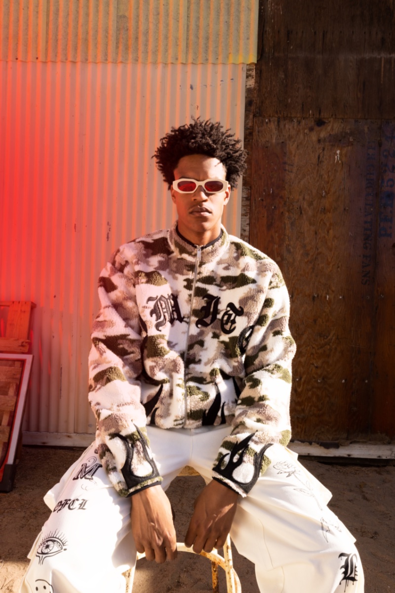 Shareef O'Neal 2022 Boohoo MAN Camo Borg Jacket