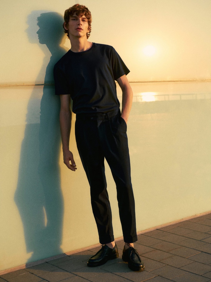 Erik Van Gils Model Black Clothes Massimo Dutti Men Editorial 2022