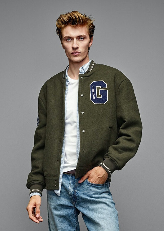 Gap Next Gen Icons 2022 Ad Campaign Lucky Blue Smith Model Varsity Jacket