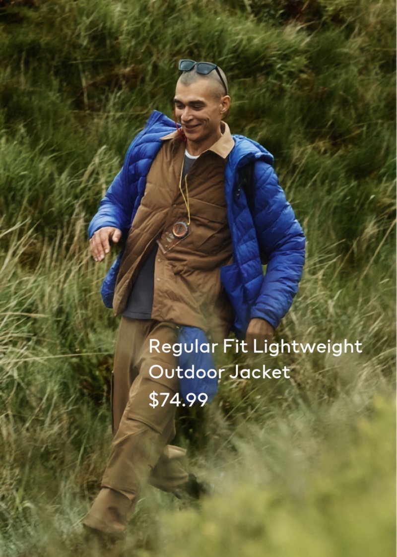 H&M Lightweight Outdoor Jacket Blue Men Daniel Hopwood Model