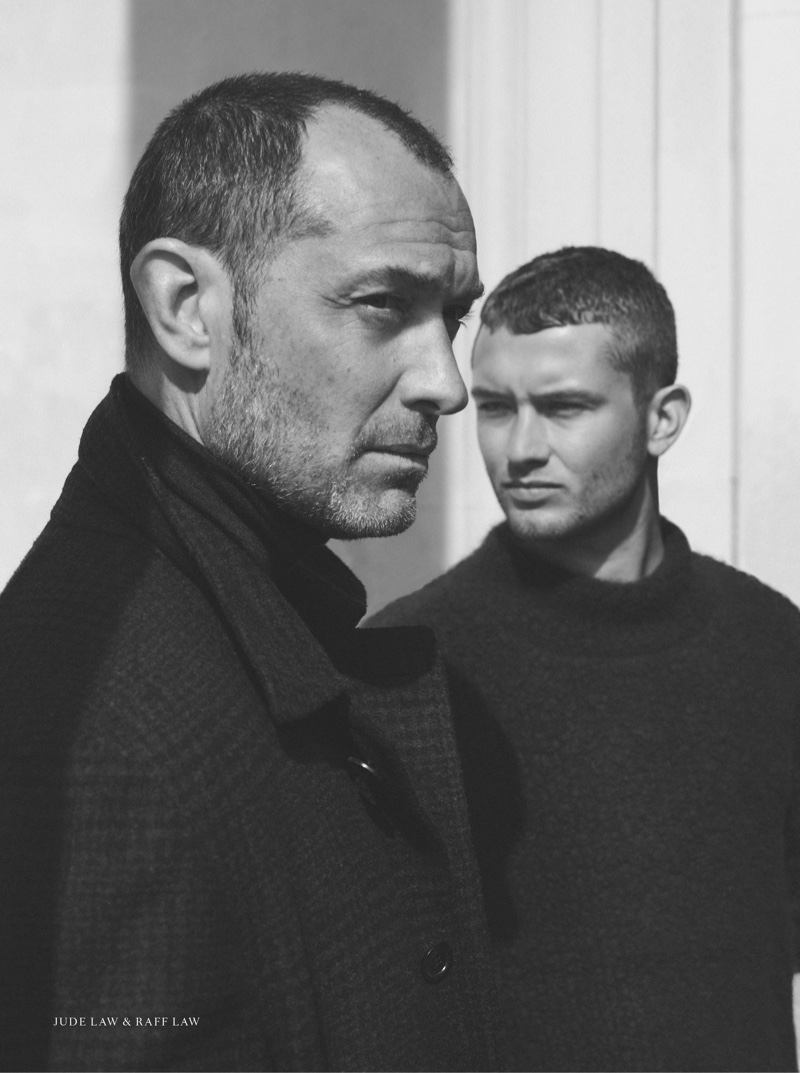 Jude Law Raff Law Brioni Campaign Fall 2022 Black-and-white Photo