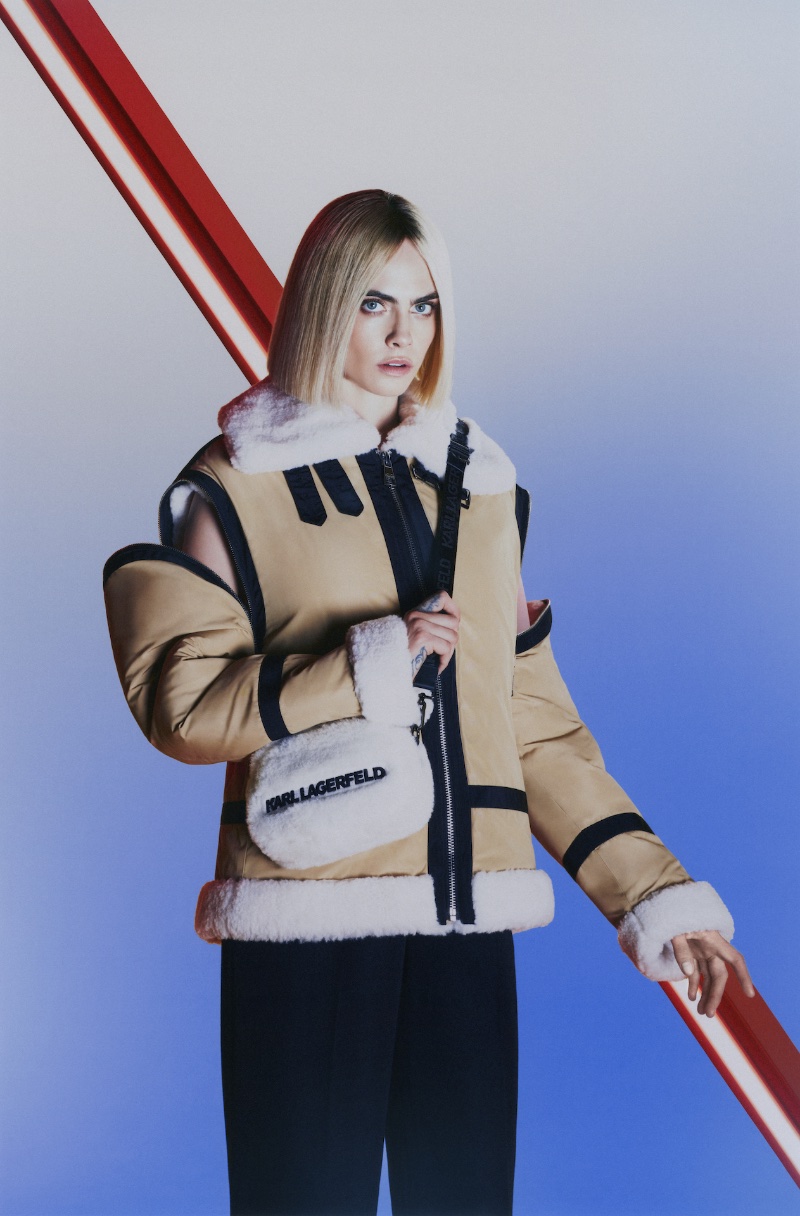 Cara Delevingne Shearling Jacket Karl Lagerfeld Cara Loves Karl Campaign 2022