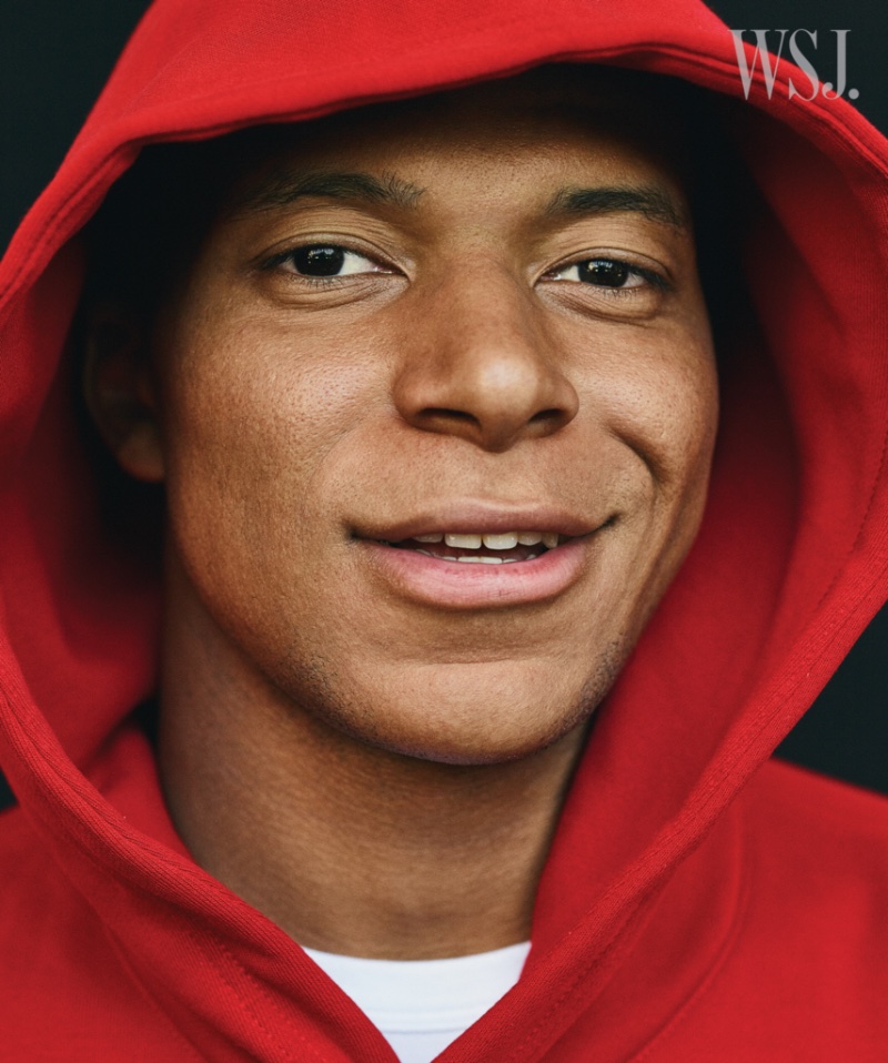 Kylian Mbappé Red Hoodie 2022 WSJ. Magazine